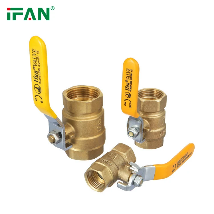 IFAN ASTM D2513 Anti-corrosion 1/2'-2' Brass Ball Valve Yellow Straight Handle Gas Valve Female Thread Brass Gas Valve