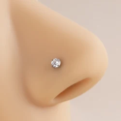 Hight Polishing L shape  Astm F136 Titanium Single Cubic Zirconia  Diamond Nose Stud Ring Piercing Jewelry