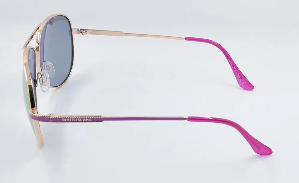 Wholesale laser logo painting frame Custom purple mirror lens 100% UV400 women retro metal sunglasses for lady