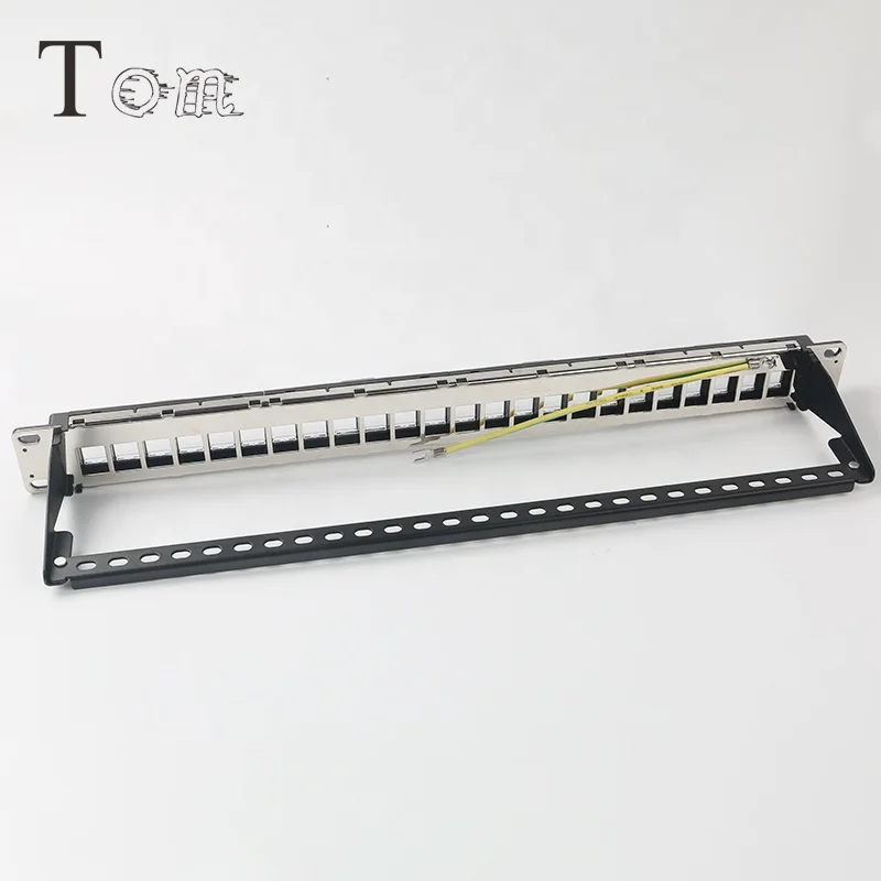  TOM-P-09 19 '1U STP пустой патч-панель 24 порта со шторкой для RJ45 keystone jack Телеком общение с адвокатского сословия задней части ''1U пустая затвором Телекоммуникация