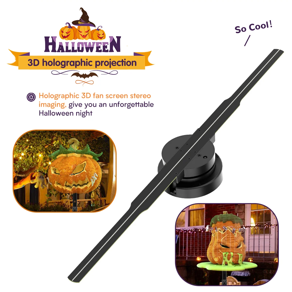 YHPD45 3D Holographic Projection 3D Fan For Advertising Display 45cm Hologram Projector 3d Hologram Light 244 Full Color LED