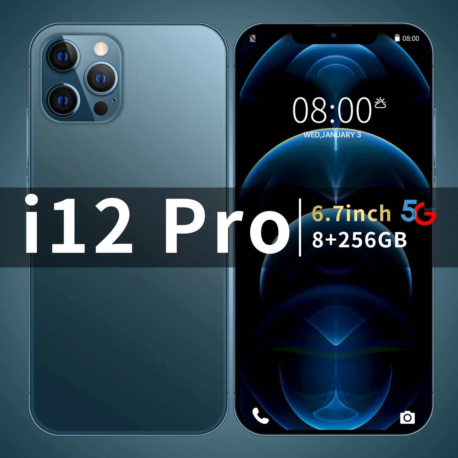 Горячая распродажа! PHONE12 PRO MAX 8 ГБ + 256 6 7 дюймов полный экран Android 10 0 мобильный телефон I12 сотовый