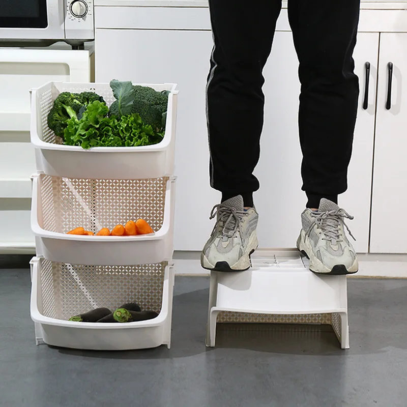 Kitchen Rack Vegetable Floor Multi-layer Vegetable Basket Put Vegetable Rack Kitchen Cabinet Plastic Storage Rack