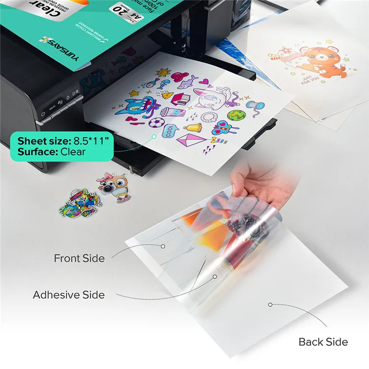 Waterproof Label Inkjet Stickers Vinyl Printing label Paper Transparent Printable Clear Self-adhesive A4 Size sticker