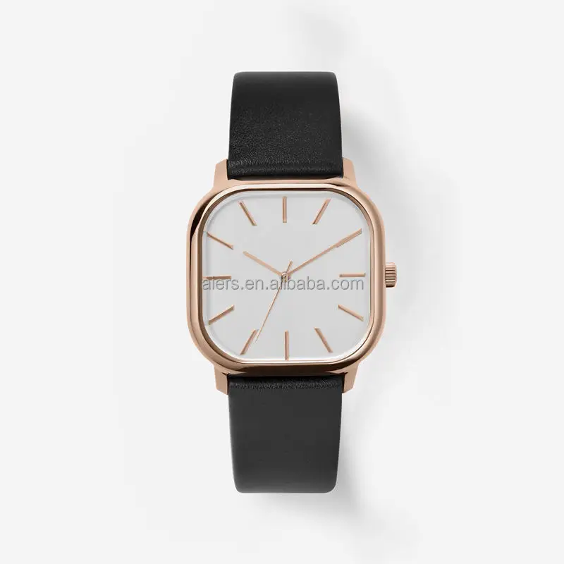 Fashion golden square quartz watch fashion design unisex watch stainless steel back cover 30M waterproof for male