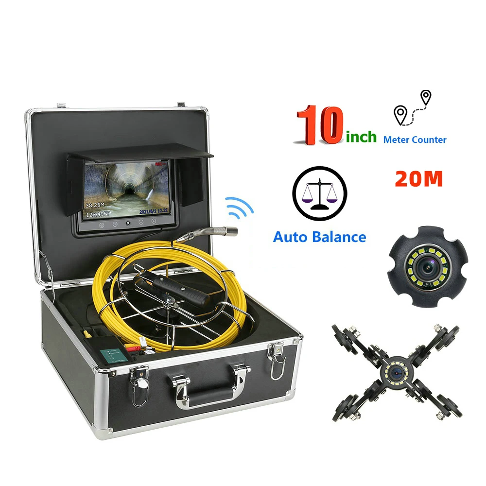 10 Inch 20M Auto Self Leveling 22mm 512hz locator sonde camera pipe inspection camera drain sewer Meter Counter camera 1000TVL