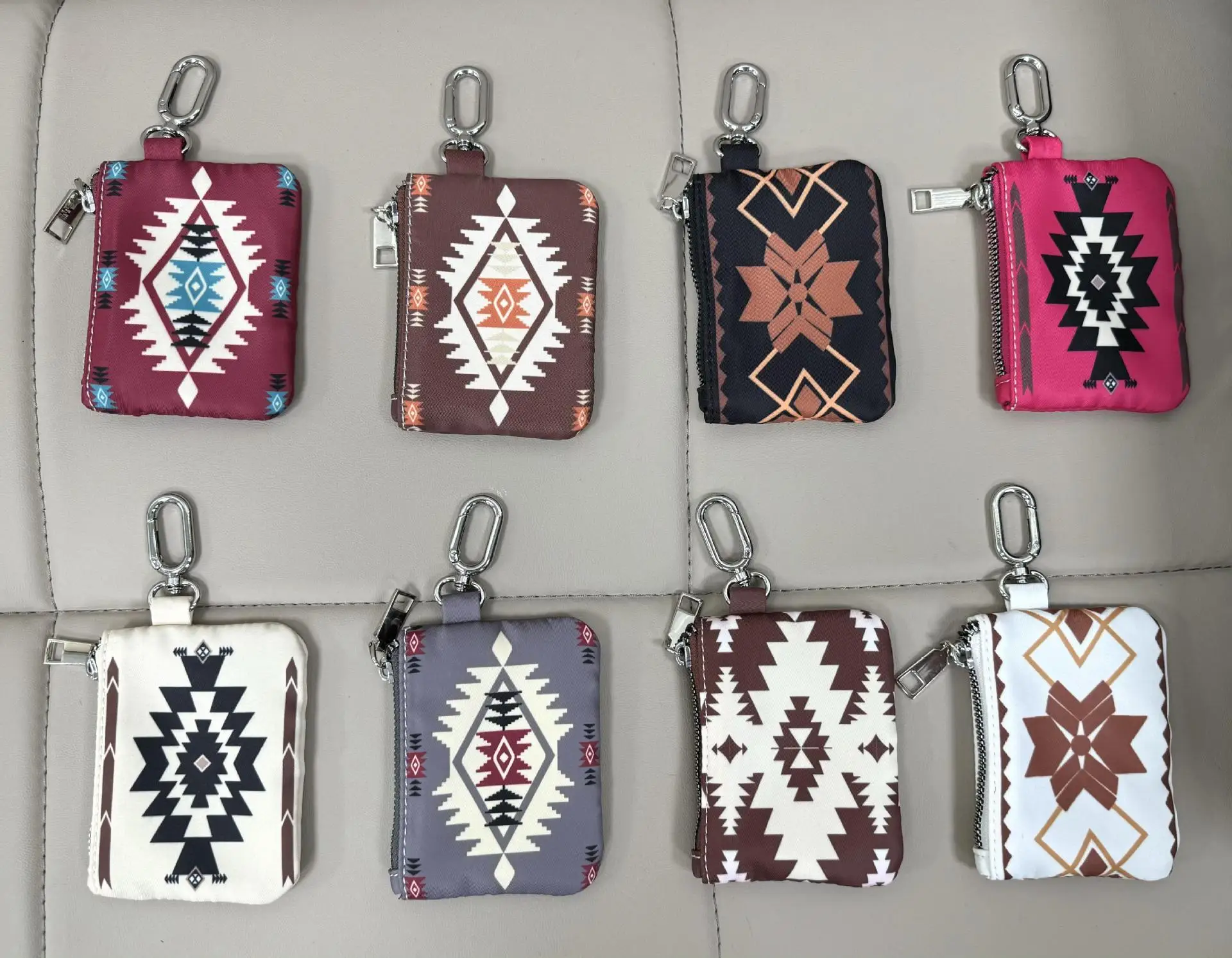 Pink Dual Pouch Zip Around Wallet For Women Portable Purse Mini Coin Pocket Wristlet Portable Key Chain With Coin Bag