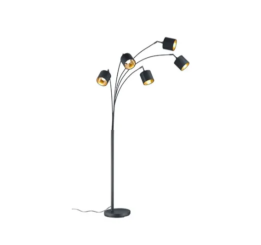 Modern Footswitch 5 lights  black matt metal base fabric shade LED floor lamp IP20 stand light for living room HT8035