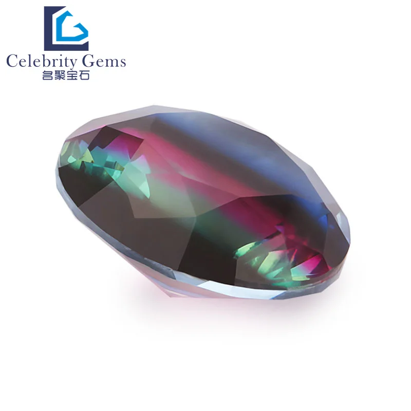 Synthetic gems wholesale factory direct sales gradient glass round synthetic tourmaline loose stone