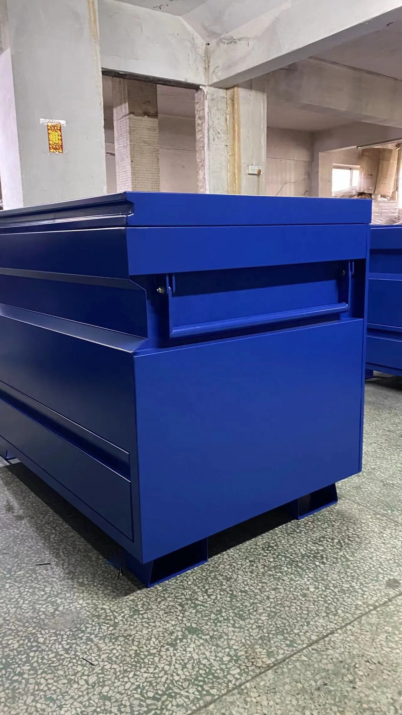 High Quality 1.5mm Galvanized Steel Job Box Waterproof Powder Coated Truck Tool Box with Drawer for Building Site Storage