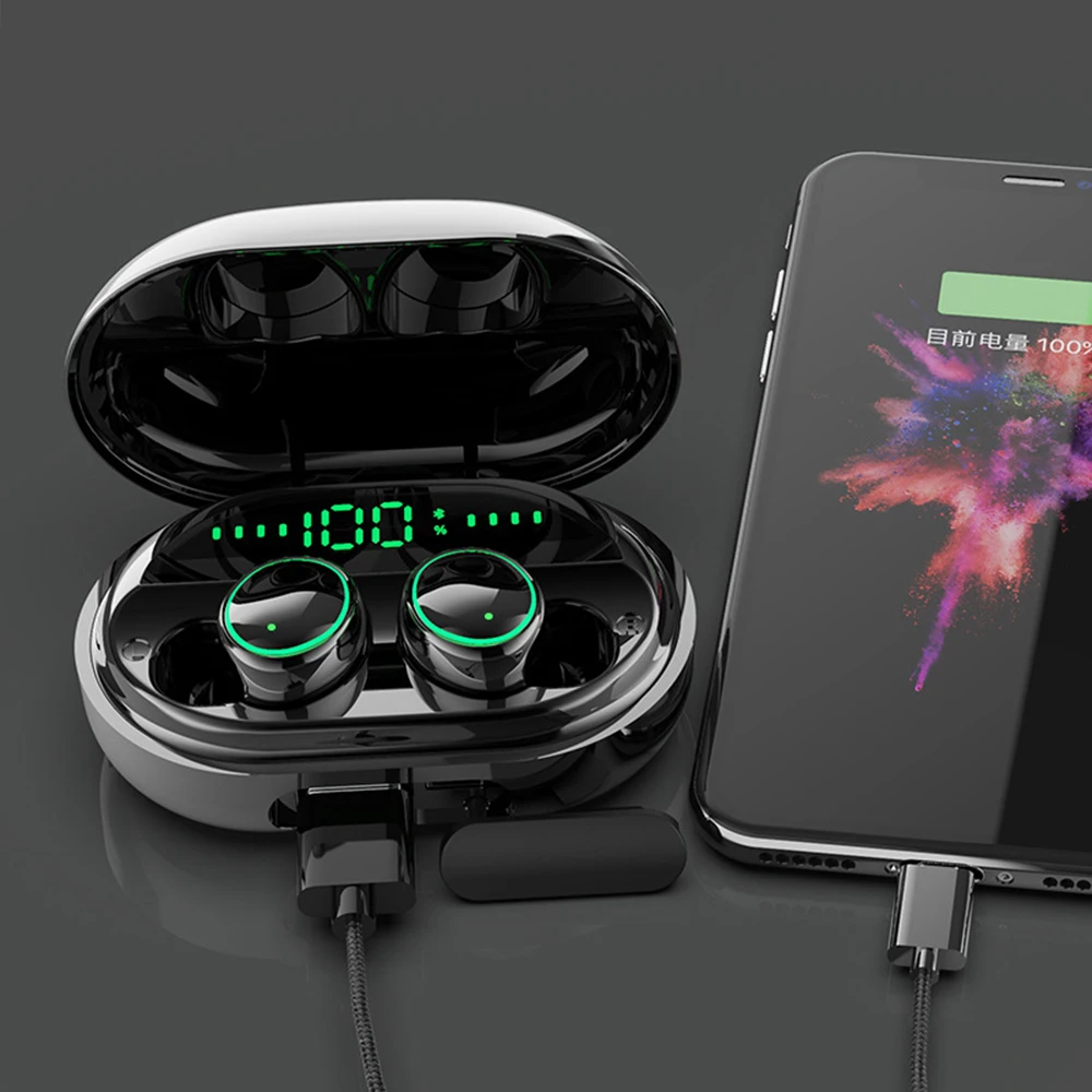 Earphone wireless c5s Wireless Earphone Ipx8 Waterproof Bt 5.0 Tws Headset Mini Earbuds 3500mah With Charger Box