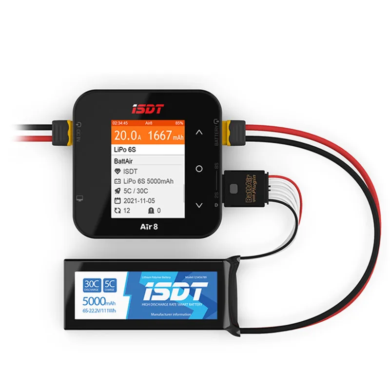 ISDT Air8 BattAir 500W 20A 15W High Power Smart Battery Balance Charger for 1-8S LiFe Lion LiPo ULiHV NiMH Pb Battery