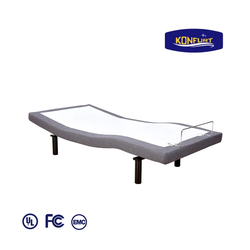 Konfurt Electric Massage Adjustable Bed Head and Foot Control Upholstered Adjustable Bed Base