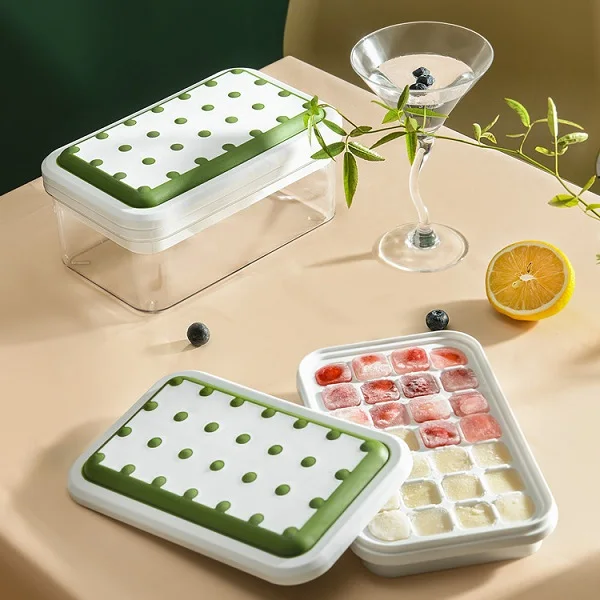 28 Grids round shaped ice cube molds,cube tray box Ice  with container box and shavel