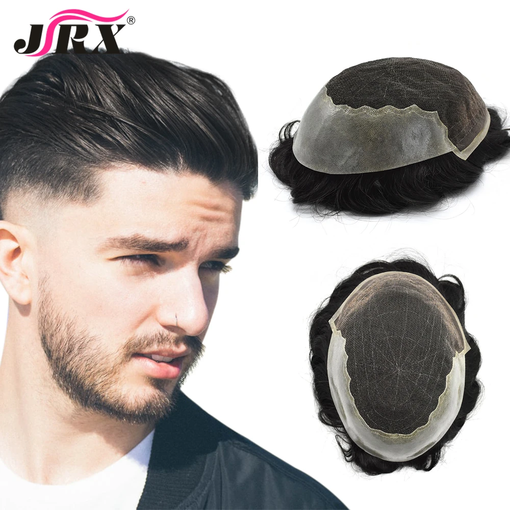 Wholesale Toupee Mens Hairpiece Q6 Base French Lace #1B Color Indian Human Remy Hair Replacement System For Men