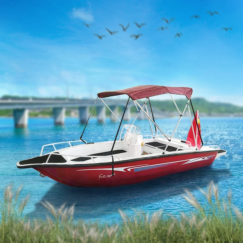 New Design 420 Red Leisure Small Speed Boat With Outboard Engine 4.2m Luxury Yacht 14ft Fishing Aluminium Boats (1600661210165)