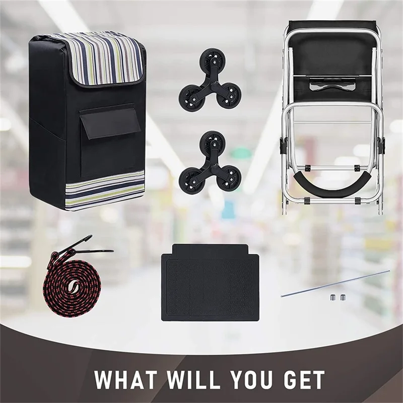 Custom Portable Foldable Multifunctional Pu Wheel Folding Cart Shopping Trolley