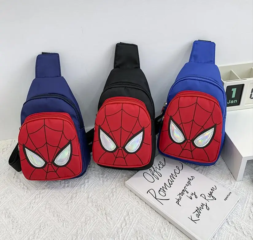 XUX Cartoon  Movie Spider Kids Chest Bag  Kawaii  Nylon one Shoulder Bag Big Capacity Zipper for girl and boy