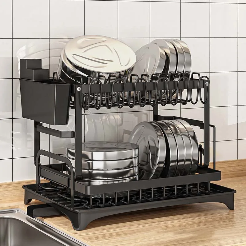 Dish rack kitchen layer dish drainer holder kitchen dish drying rack multi-purpose storage basket shelf for kitchen