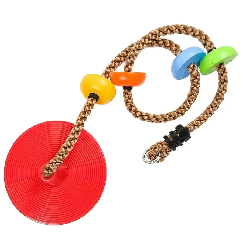 Climbing Rope with Platforms and Disc Swing Seat Set Playground Accessories Including Bonus Hanging Strap & Carabiner