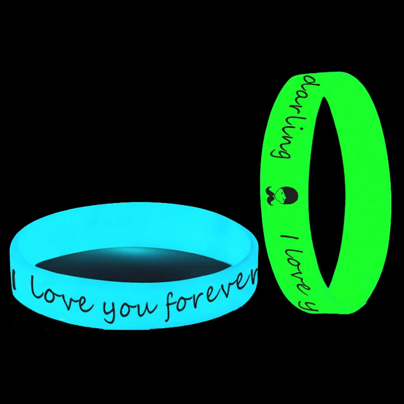 Luminous rubber wristband custom silicone wrist band fluorescent rubber hand custom silicone bracelet glowing in the dark