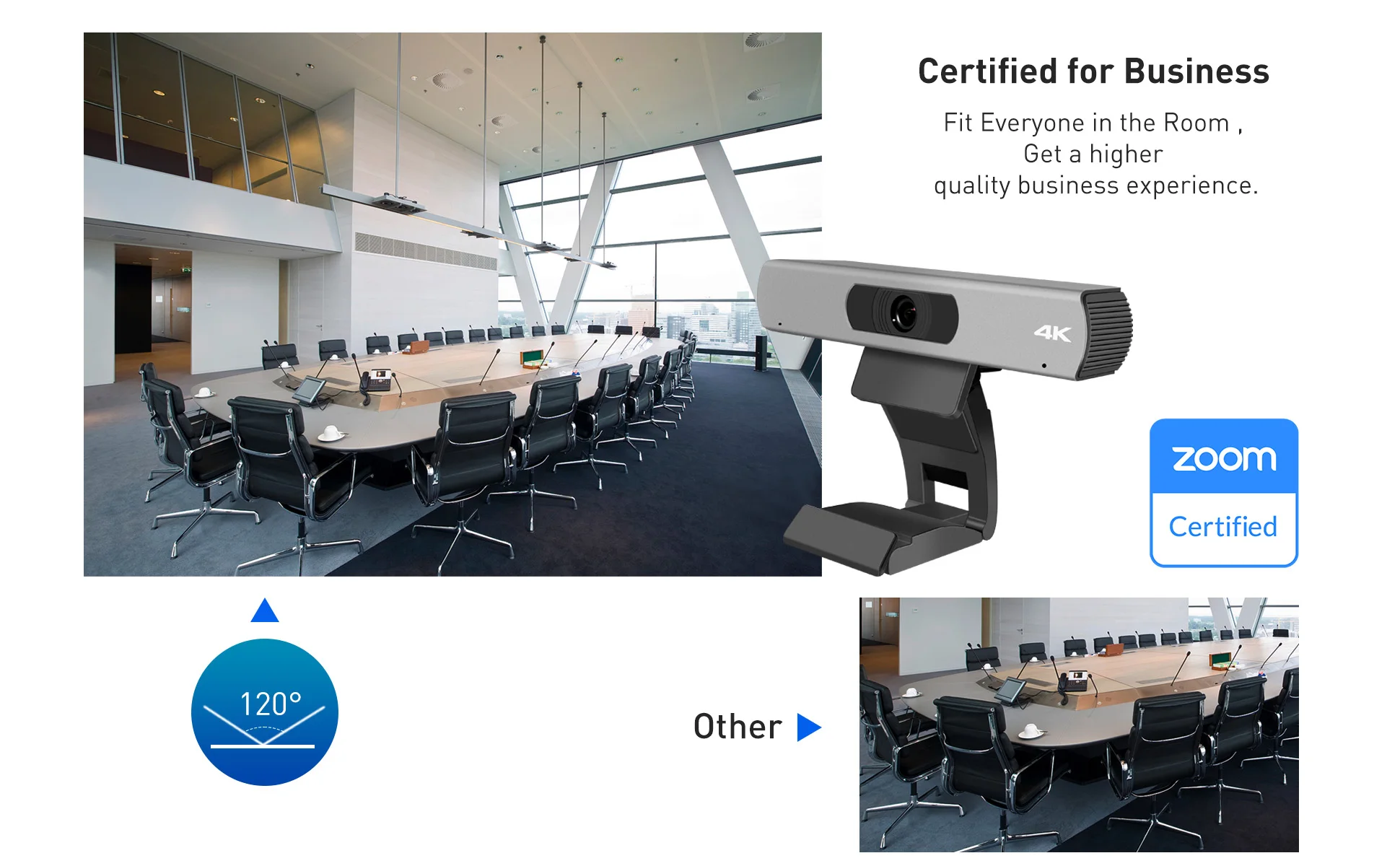 Auto Focus 84 degree Zoom Skype Teams Webex video conference camera 4K FHD USB Web Camera with Microphone for remote