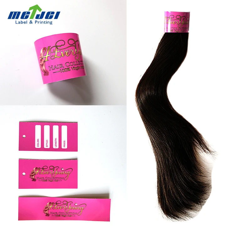 
Custom logo virgin human hair bundle extensions packaging stickers Hair Extension Sticker 