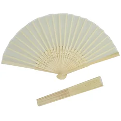 Solid Color Foldable 23pcs Bamboo Ribs Hand Portable Silk Fabric Fans Wedding Party Cheap Gifts Favor with carved