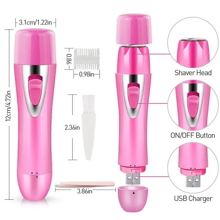 mini shaver nose hair removal electronic razor facial fluff epilator eyebrow trimmer usb 4 in 1