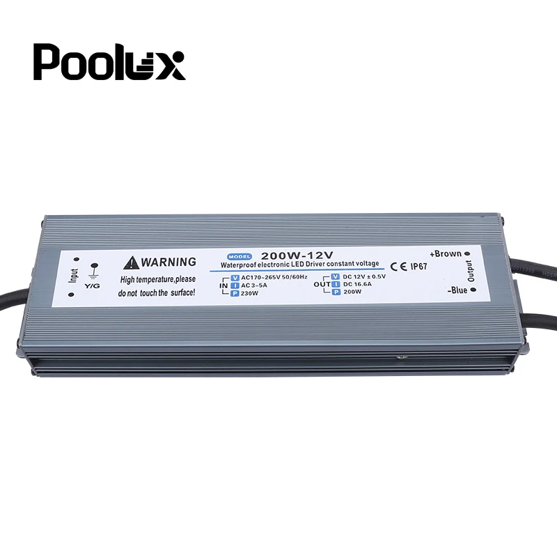 Slim DC Transformer for Swimming Pool Waterproof IP67  DC 12V 24V Switch Power Range of 60-400W Safe Transformer