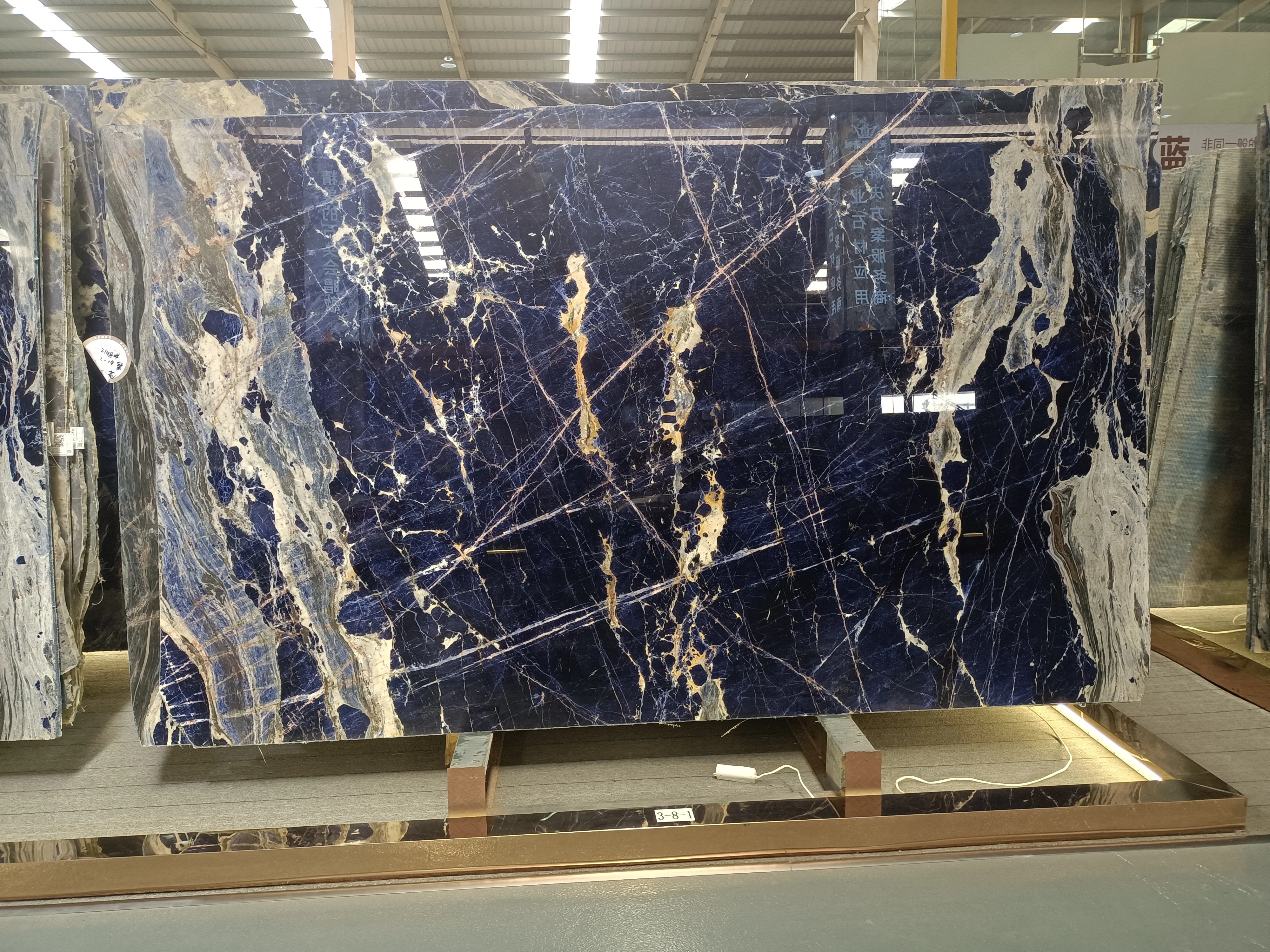 semi precious Cloisonne Blue slabs and tiles Blue marble stone price stone slab for decoration