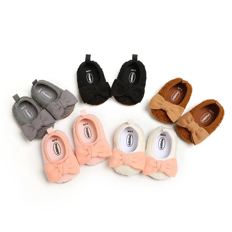 EVERTOP casual type berber fleece upper suede PU sole soft infant baby shoes moccasins