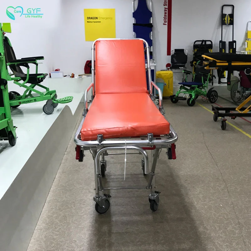 GYF automatic loading stretcher hospital ambulance aluminum alloy wide side folding 120 emergency loading stretcher