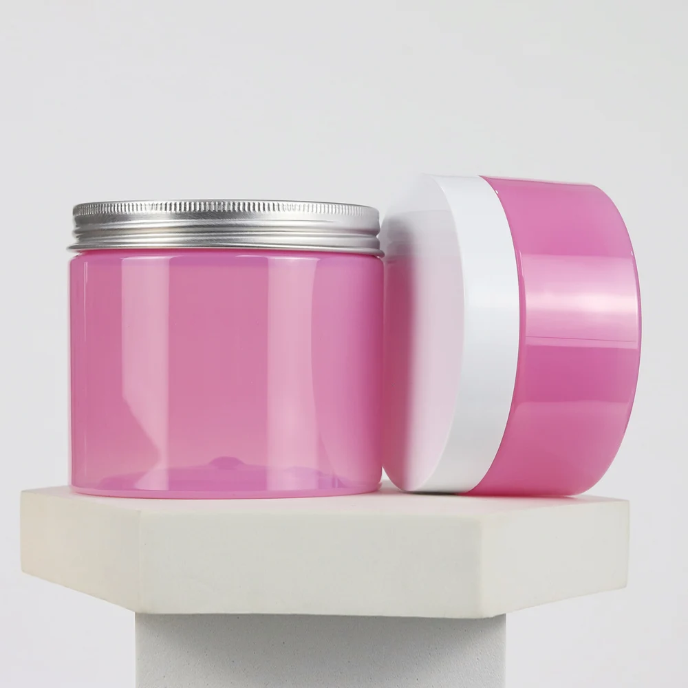 Custom Plastic Cosmetics Packaging Luxury Cosmetic Packaging Set Skin Care Pink Cylinder Bottles And Jars