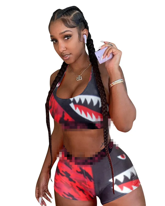 Summer 2021 Print Biker Shorts And Crop Top Fitness & Yoga Ethika Women Set