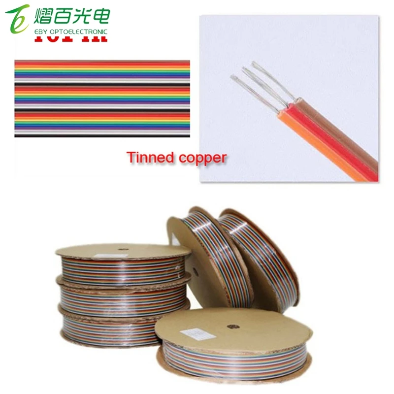 1.27mm 40pin Rainbow Flat Ribbon Stranded Dupont Cable 1M 2M 3M 5M 10M for Dupont Line Connector Pitch Connect Wires