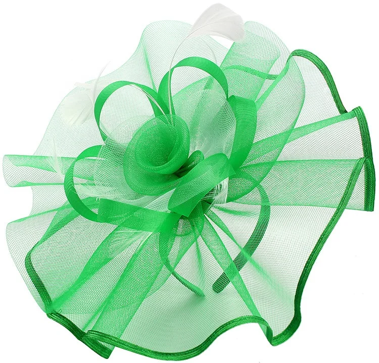 Fashion Green Big Base Flower Fascinators Headband Aliceband Hat Weddings Ladies Festival Headband
