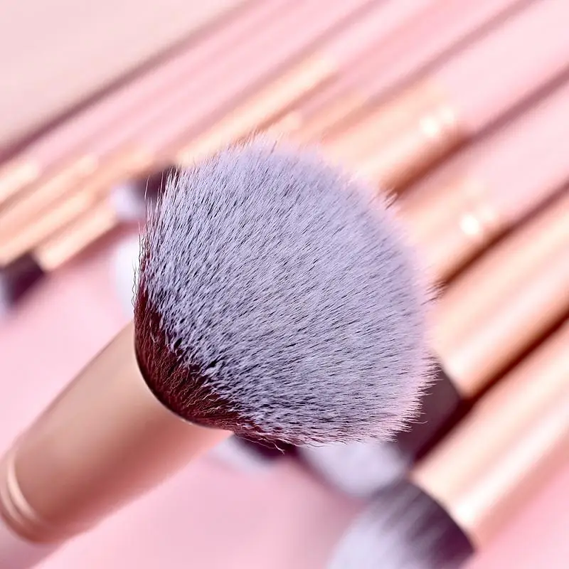wholesale 14 pcs makeup brushes with holder bag custom logo pink foundation cosmetic brushes makeup brush set
