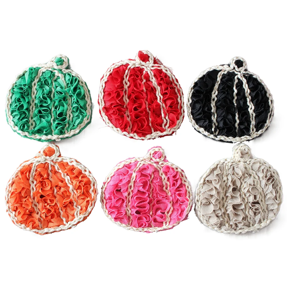 3'Halloween Shabby Flower Trim Pumpkin Flower Trims Rose Chiffon Flower