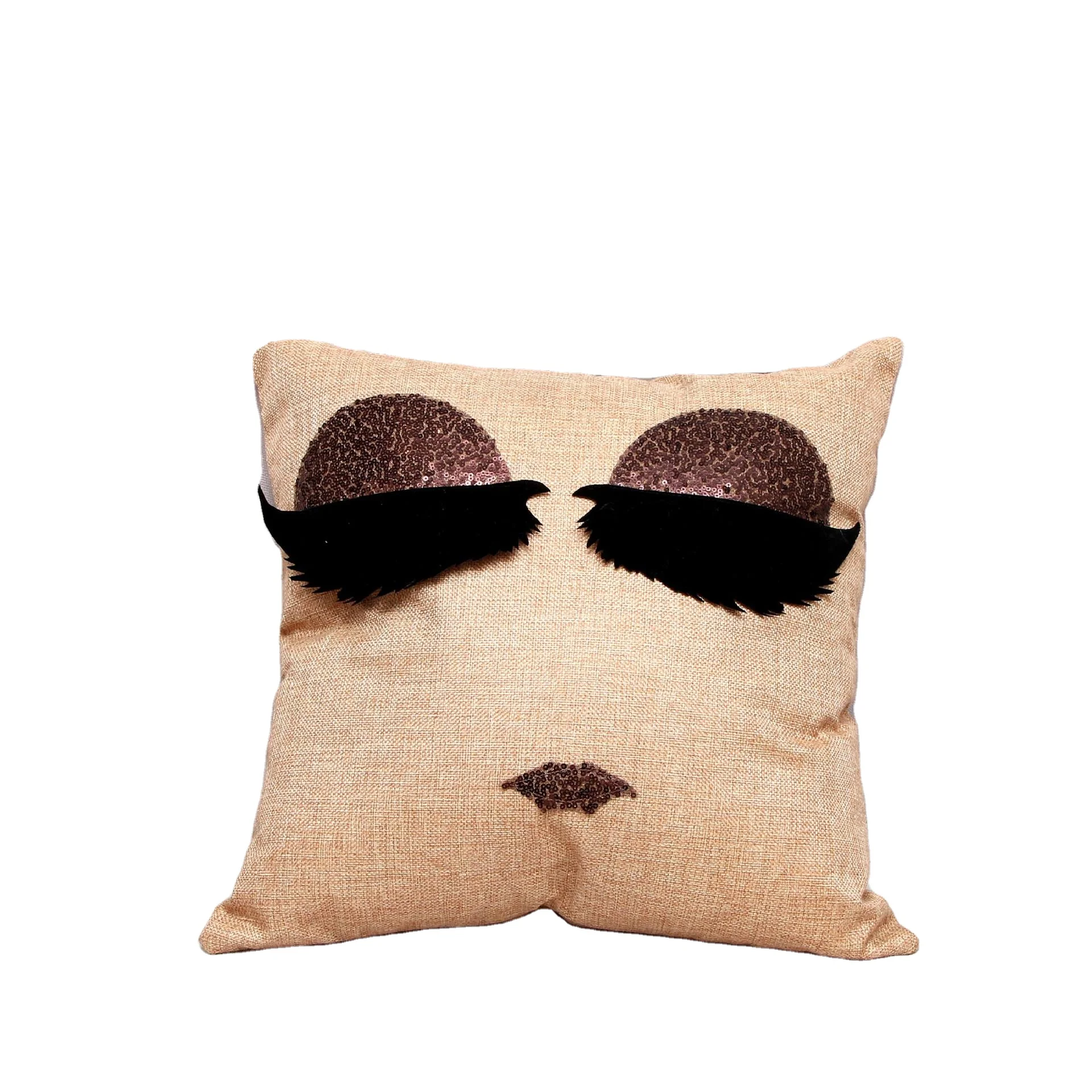Europe and america style sequin pillowcase ,pillow cover with eyelash in indoor