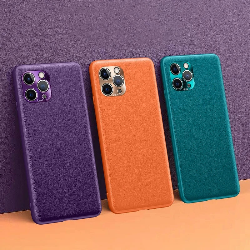 
Оригинальный кожаный черный чехол для мобильного телефона кольцо объектива полный защитный чехол для телефона для Iphone 12 11 Xr Xs max x 8, 7, 6, 6s plus 