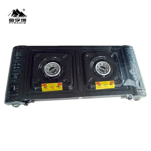 Wholesale Home kitchen stainless steel custom logo black Double burner gas stove