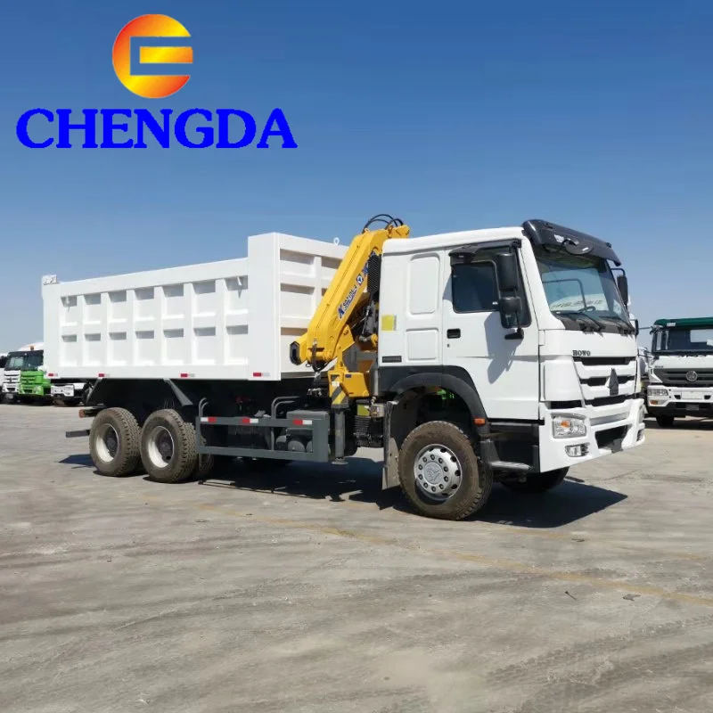 Sinotruck 6X4 371HP HOWO Tipper Dump Truck With Crane