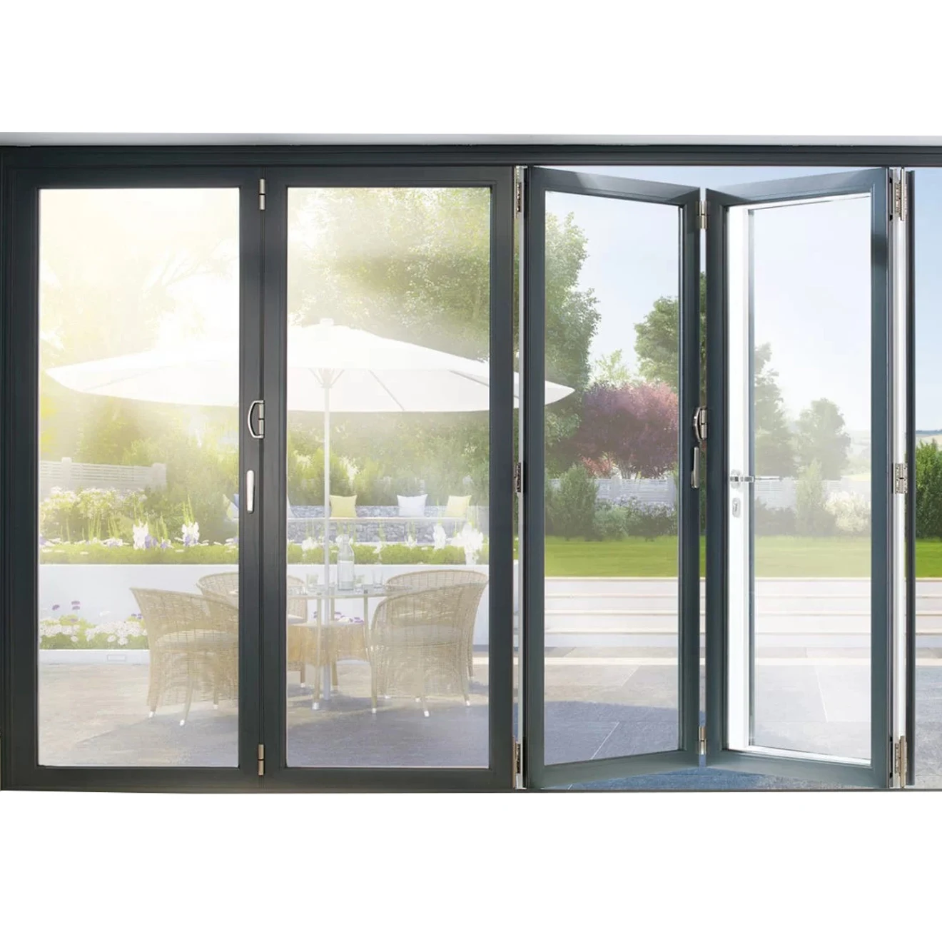 AS2047 Australia Waterproof Exterior Bi Fold Doors Aluminium Balcony Folding Sliding Door Exterior Folding Door
