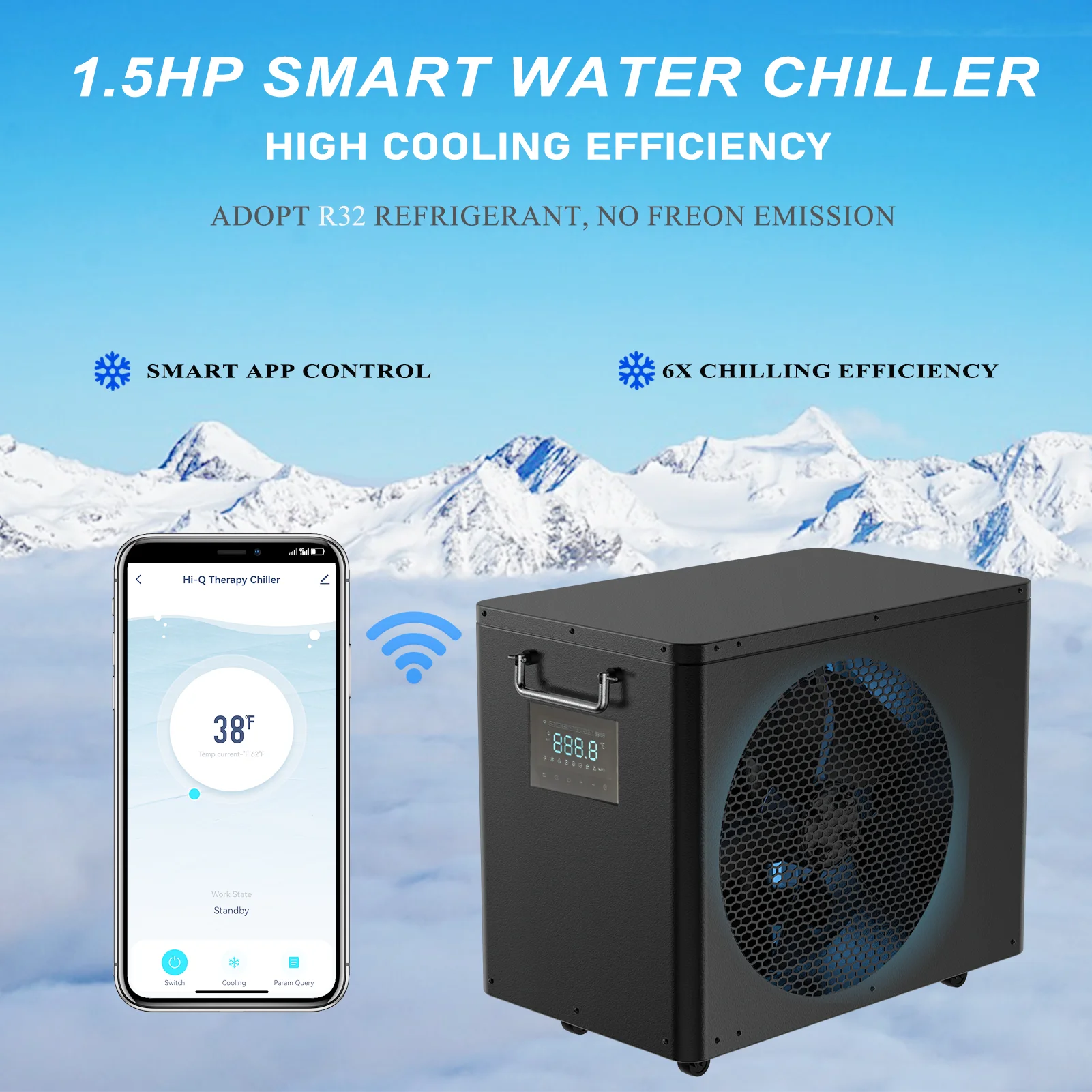 Hi-Q Group Ice Bath Chiller/heater Recovery Cold Plunge Barrel Ice Bath 2024 Ice Chiller Cold Mini Water Chiller 1hp