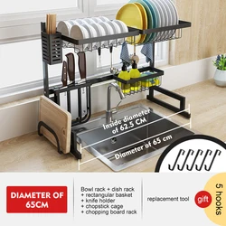 High Quality Over The Sink 2 Tier Stainless Steel Folding Dish Drying Rack Dish Bowl Cups Spoon Storage Rack Kitchen Storage