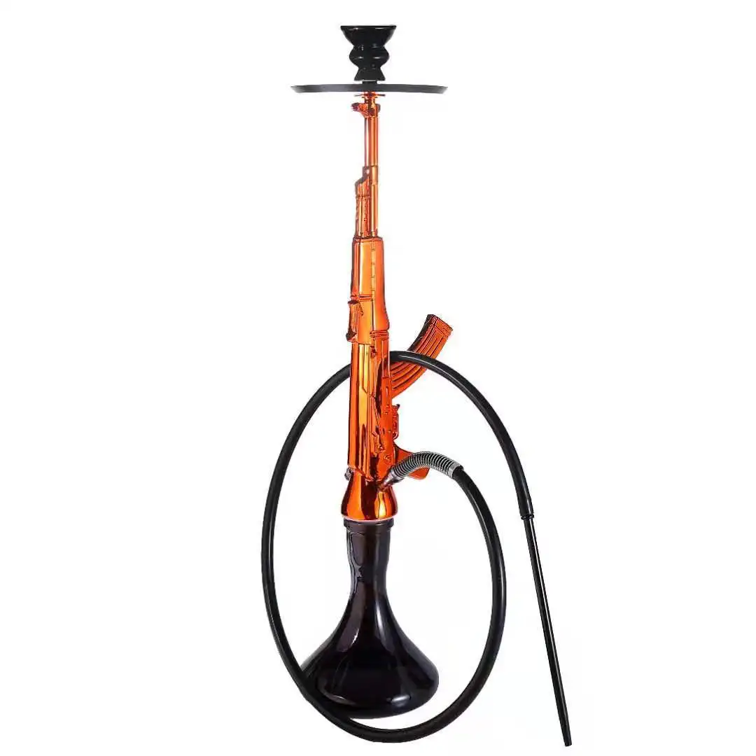 Wholesale AK 47 Hot Sale Shisha Hookah Narguile China Gun Shape Big Smoking Shisha Hukka set with silicone pipe accessories