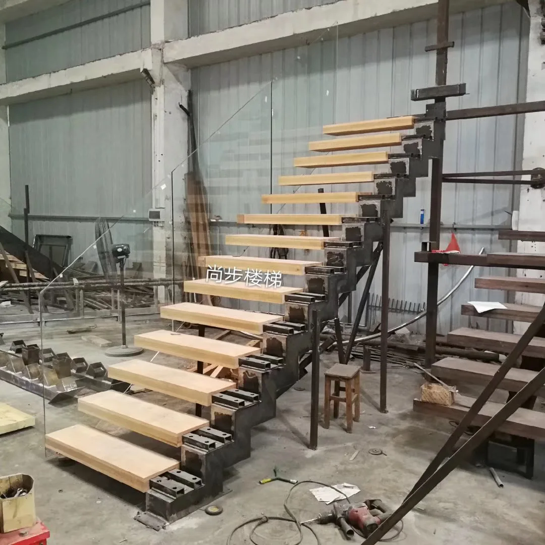 floating staircase with timber tread  straight cantilever staircases