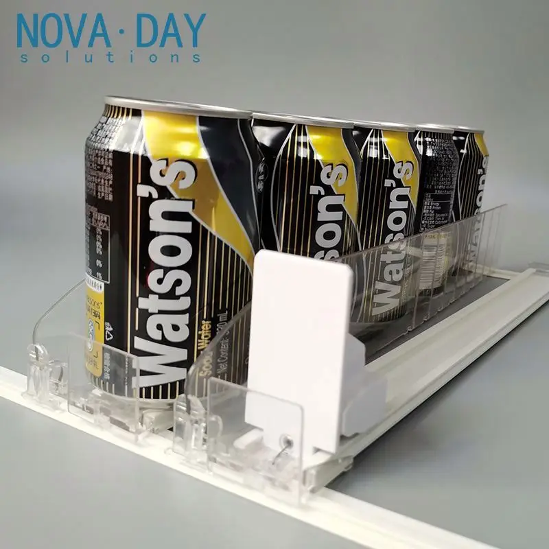 Novaday Wholesale Adjustable Depth refrigerator automatic pusher glide drink pusher Shelf Pusher System