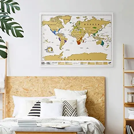 Custom high quality travel map scratch off world poster world travel map
